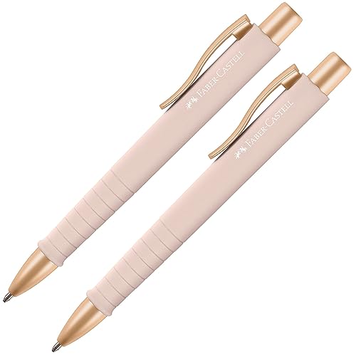 Faber-Castell 205092 - Kugelschreiber Poly Ball pale rose, 2 Stück, mit auswechselbarer XB Mine, dokumentenecht