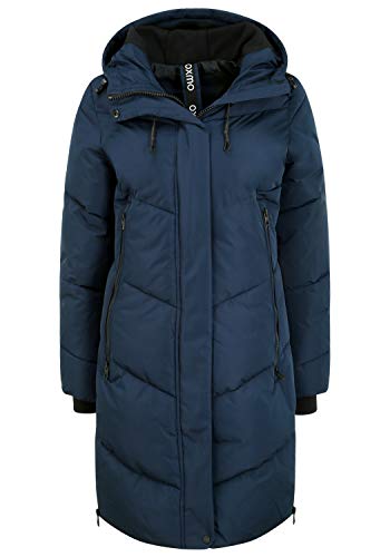 OXMO OXJuna Damen Wintermantel Parka Mantel mit Kapuze Gummizug Reißverschlusstaschen Seiten-Reißverschlüsse Regular fit, Größe:S, Farbe:Insignia Blue (194010)