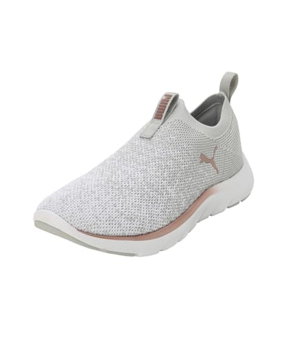 PUMA Damen Softride Remi Slip-on Knit Wn's Road Running Shoe, Ash Gray White Rose Gold, 39 EU