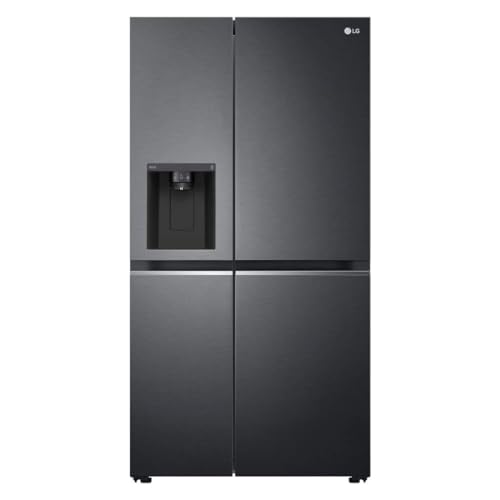 LG GSLV71MCLE, Klasse E, 635 L, Side-by-Side Kühlschrank, Eis-, Crushed Ice- Wasserspender, Total No-Frost, DoorCooling+, LINEARCooling, Inverter Linear Kompressor, Wi-Fi ꟷ Matte Black Steel