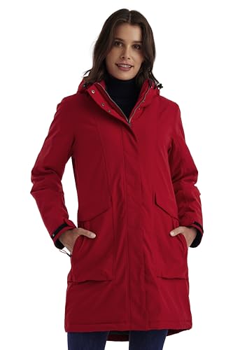 killtec Damen Parka/Mantel wasserdicht mit abzippbarer Kapuze Damen Funktionsparka, rot, 44, 43284-000