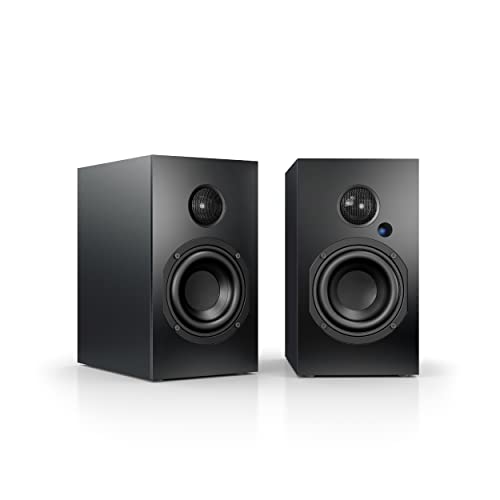Nubert nuBoxx A-125 pro | Schwarzes PC-Lautsprecherpaar | 2 Stück Kompaktlautsprecher für Homeoffice | PC-Lautsprecher mit Bluetooth aptX HD| PC-Lautsprecher mit USB-C | Aktivboxen mit 2 Wege Technik