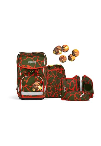 ergobag Cubo Light Lumi-Edition Schoolbag Set 6-teilig FeuerspeiBär