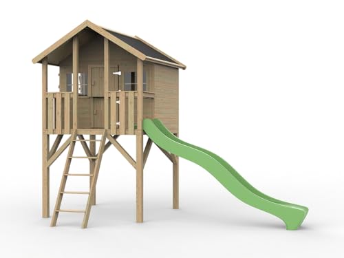 Prestige Garden Stelzenhaus Big House KDI | 203x281,5x323 cm | 150 cm Podest | Mit Leiter, 3 Fenstern & Fensterläden | Kesseldruckimprägniert