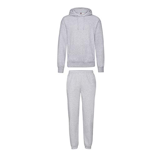2er-Set Fruit of the Loom Hausanzug Sportanzug Jogginghose & Kapuzensweatshirt (M, Grau)