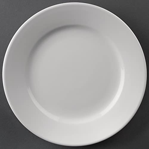 Olympia Athena Hotelware Weißer Teller mit breitem Rand, 12er Pack, Durchmesser: 165mm / 6 1/2 inch, Catering und Restaurant Qualität, CC206