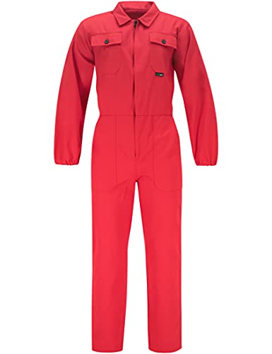 BWOLF ANAX Arbeitsoverall Herren Overall Herren Arbeitskleidung 100% Baumwolle Arbeitsoveralls mit 5 Taschen (Rot, L)