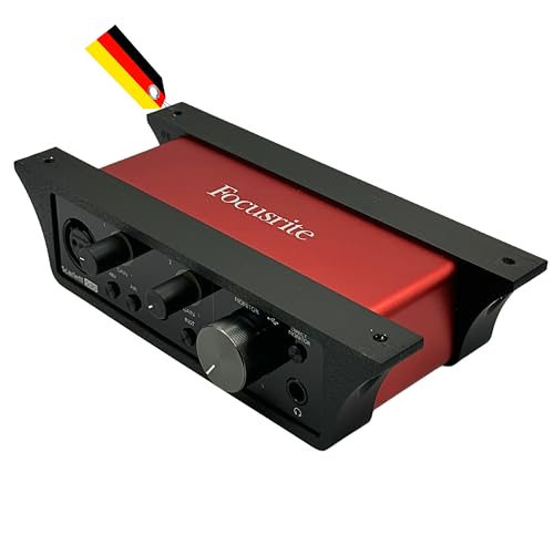 MECHONIX Halterung für Focusrite Scarlett Solo 3. Gen / 3th Generation – Tischhalterung Untertisch-Halterung & Mount für Audio Interface – Einfache Montage (Schwarz, Kunststoff)