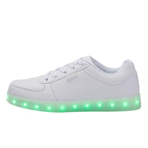 Generisch Damenschuhe Wasserdicht Neue Bunte LED Leucht Schuhe Koreanische Version Paar USB Lade Sport Bord Schuhe Low Top Gold Silber Sport Schuhe Schuhe Damen Winterstiefel Absatz Rot (White, 40)