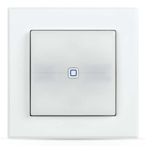 Homematic IP Smart Home Schaltaktor für Markenschalter – mit Signalleuchte, zwei beleuchtete Tasten, steuert Geräte und Leuchten per App, Alexa & Google Assistant, Energie sparen, 152020A0