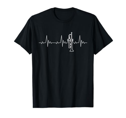 Trompete Herzschlag Geschenk mit Trompetenspieler Heartbeat T-Shirt