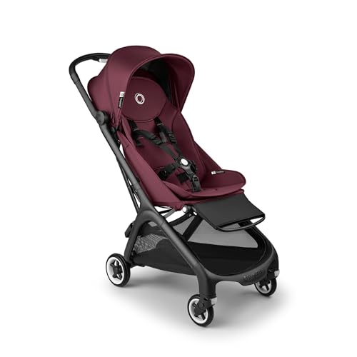 Bugaboo Butterfly ultrakompakter Reise-Kinderwagen, klein & leicht, einhändig faltbar und einfach zu lenken, ergonomischer City-Kinderwagen für Babys ab 6 Monaten, mit viel Stauraum, Dark Cherry
