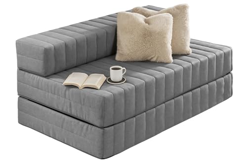 Traumnacht Doppelgästematratze / Schlafsofa, 3-Sitzer Gästesofa mit Schlaffunktion, Liegefläche ca. 140 x200 cm, grau