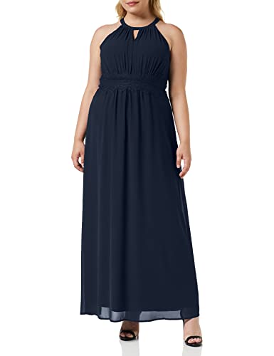 VILA CLOTHES Damen Neckholder Kleid VIMILINA HALTERNECK DRESS - NOOS 14052647, Maxi, Einfarbig, Gr. 38, Blau (Total Eclipse)