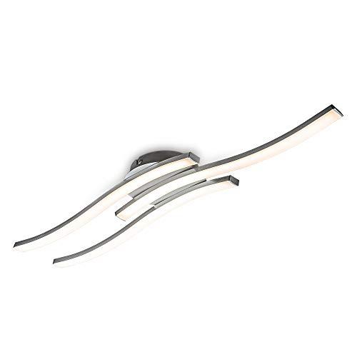 B.K.Licht - LED Deckenlampe mit warmweißer Lichtfarbe, je 6 Watt, je 480 Lumen, LED Deckenleuchte, Lampe, Wohnzimmerlampe, Schlafzimmerlampe, Küchenlampe, 56,5x12x6,3 cm, Aluminiumfarbig