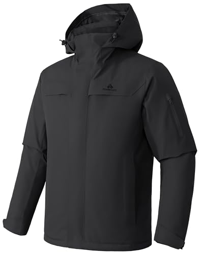 Pioneer Camp Herren Skijacke Wasserdicht Warm Atmungsaktiv Snowboardjacke Winterjacke mit Kapuze Outdoorjacke Grau Größe:L