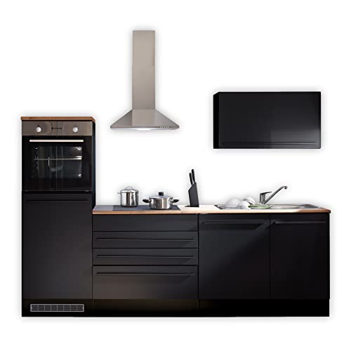 84-131-18 JAZZ Küchenblock Küchenzeile Schwarz ohne Geräte ca. 260 x 200 x 60 cm