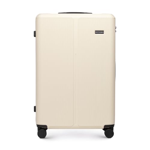 WITTCHEN Stripes Line Großer Koffer 76,5 x 50 x 29 cm (XL) | Hartschalen-Trolley ABS 96 l, 4 Rollen 360° | Koffer groß für Lufthansa/Eurowings/Ryanair, zahlenschloss, teleskopgriff | Farbe: Creme