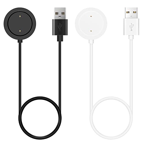 Qoosea 2 Stücke USB Ladekabel kompatibel mit Xiaomi Mi Watch Color Sport / S1 Active - Kabel Charger - Smart Watch Ersatzkabel - Aufladekabel - Schwarz