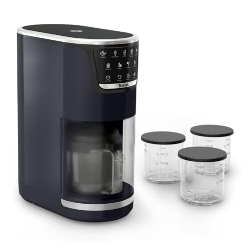 Tefal Dolci Eismaschine – 10 Programme für Eiscreme, Sorbet, Gelato & Frozen Yogurt, 1-Step-Perfector Technologie, inkl. 3x Tritan-Eisschüsseln, Mix-In-Funktion & automatisches Reinigungsprogramm