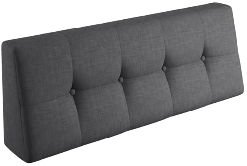 sunnypillow Palettenkissen für Gartenmöbel - Rückenkissen 120x40x20/10cm - Rückenpolster für Bett und Sofa - Palettenpolster für Palettenmöbel - Gesteppte Kissen mit Knöpfen - Rückenlehne Anthrazit
