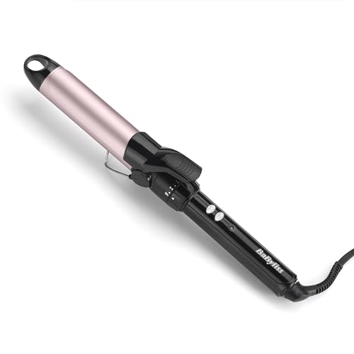 BaByliss 32mm Lockenstab – Turmalin-Keramik beschichteter Lockenstyler für große Locken, 10 Temperaturen, schnelles Aufheizen, frizzfreie Locken, integrierter Standfuß – Schwarz & Pink, C332E
