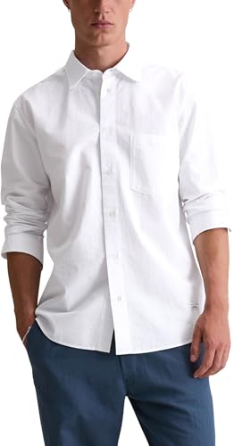 Marc O'Polo Denim Herren Hemd mit Brusttasche Regular Fit, Weiß (White), L