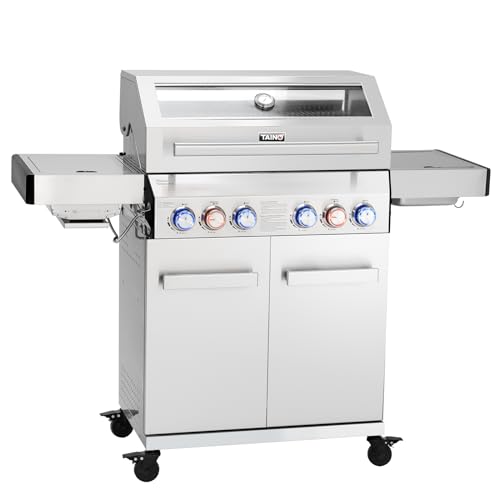 TAINO PLATINUM YAMARA 4+2 Gasgrill Edelstahl 4 Brenner Keramik Sear-Burner Keramik Backburner Piezo-Zündung Grillrost gusseisern
