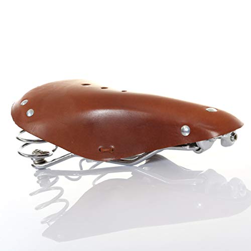 TentHome Vintage Fahrradsattel bequem Sattel Leder Fahrradsitz mit Feder Classic Line Cityradsättel Rennrad MTB Radfahren Braun