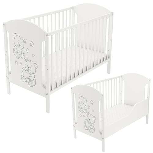 Generisch Babybett Hugo 120x60 inkl. Umbaukit und Matratze – Eleganz und Praktikabilität in einem