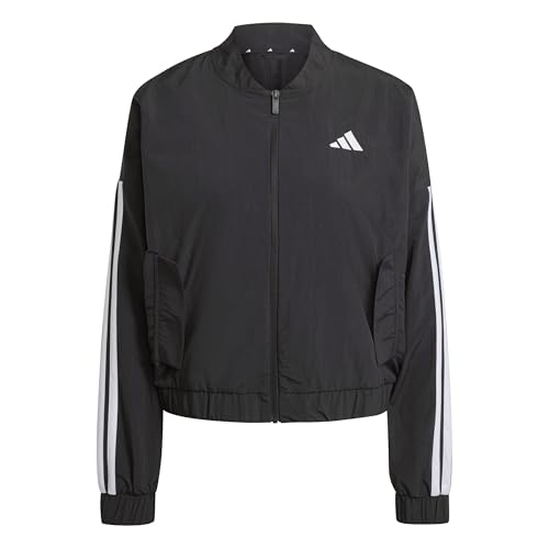 adidas Women's ESSENTIALS 3-STRIPES LIFESTYLE WOVEN BOMBER JACKET, black/white, S