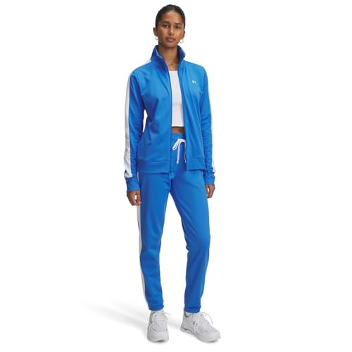 Under Armour Damen Tricot Tracksuit Trainingsanzug, Blue Atlantis/White/White, XL EU