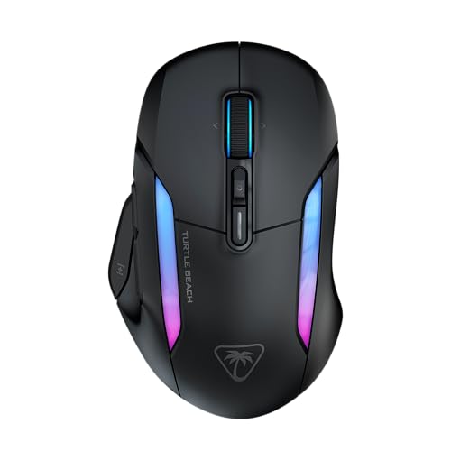 Turtle Beach Kone II Air – Kabellose, ergonomische RGB-Gaming-Maus, 350-Stunden-Akku, optischer 26K DPI Sensor, 21 programmierbare Funktionen, 4D-Free-Spin-Scroll-Rad, Schwarz