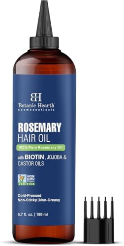 Botanic Hearth 100% reines Rosmarinöl haare (Rosemary oil for hair growth), angereichert mit Biotin | Haarstärkende Behandlung | Mit Jojobaöl und Rizinusöl | 6,7 fl oz