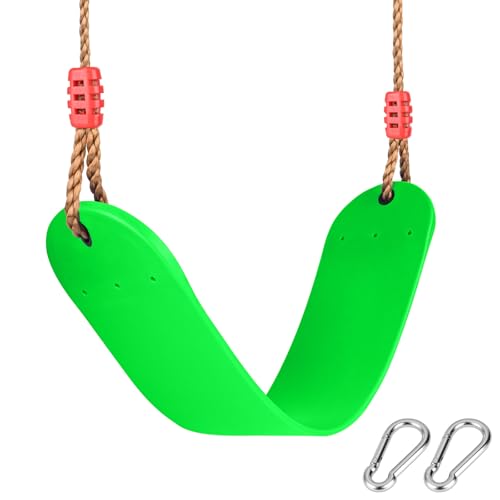 SCANTEE Schaukel Outdoor für Kinder, Elastischer Kinderschaukel, Wetterfester Schaukelsitz, Eva Weichen Bord U-Schaukel, Rutschfestes PE Schaukelseil für Kinder Garten, Grün