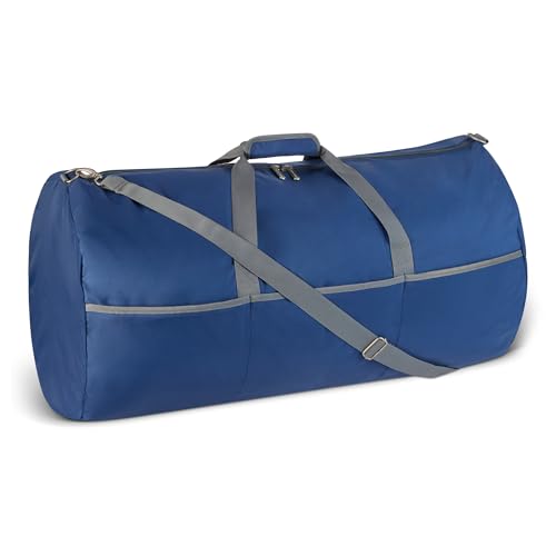 Amazon Essentials 82,3cm extra große faltbare Nylon-Reisetasche für Reisen/Aufbewahrung mit Reißverschlusstaschen, 150l, 22,7kg Tragkraft, marineblau (früher Amazon Basics)