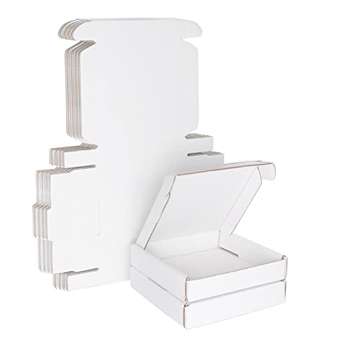 Klein Versandkartons, 100x100x20mm Mini Großbriefkartons für Postversand, Versandtaschen Warensendung, Weiß Verpackungskartons für Geschäft, Aufbewahrung oder Geschenkbox, aus Wellpappe(10 Stück)