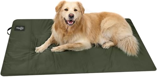 OneTigris Hundedecke 130 x 85cm Waschbares, Hundematte Komfort und Weiches Wasserdichtes Hundebett, Hundekissen für Reise Camping Outdoor - Olive Drab