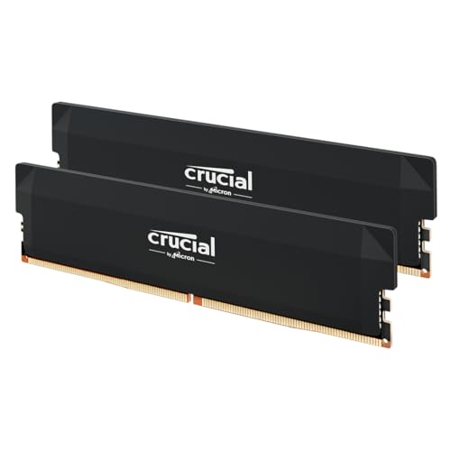 Crucial Pro DDR5 RAM 32GB Kit (2x16GB) 6400MHz CL38, Overclocking Gaming, Intel XMP 3.0 / AMD Expo, PC Computer Arbeitsspeicher, Schwarz - CP2K16G64C38U5B