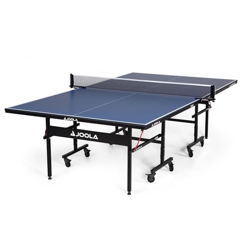 JOOLA Tischtennisplatte Inside 15 Tischtennistisch Indoor klappbar – Schneller Aufbau - inklusive Tischtennis Netz, blau, 274 x 152,5 x 76 cm