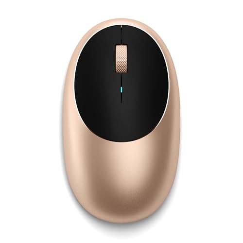 SATECHI M1 Kabellose Bluetooth-Maus, USB-C wiederaufladbar, kompakt und tragbar, für MacBook Air & Pro M4, iPad Air & Pro M4 M3, iPad mini, Mac mini, iMac, Windows & mehr – Gold
