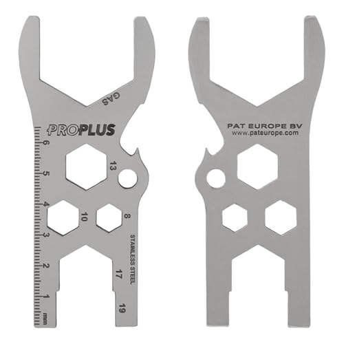 MULTIBROS 2er Set Gasflaschenschlüssel Multitool aus Edelstahl – Universal Gasregler Schlüssel für 5kg & 11kg Gasflaschen – Camping Zubehör für Wohnmobil, Grill & Boot – Inkl. Flaschenöffner & Lineal