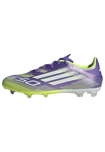 adidas Unisex F50 League Firm Ground Football Boots, Purple Rush/Cloud White/Lucid Lemon, 42 EU