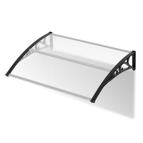 Joparri Vordach für Haustür 150x100cm, Polycarbonat Pultvordach Überdachung 6 mm, PP Halterung, Transparentes Pultbogenvordach, Extrem witterungsbeständig, schützt vor Regen, Schnee und UV-Strahlen
