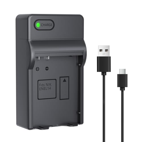 LP MH-24 Akku Ladegerät für EN-EL14 EN-EL14A Akku, USB-C Ladegerät kompatibel mit Nikon D3500, D5600, D3300, D5100, D5500, D3100, D3200, D5200, D5300, D3400, DF, Coolpix P7000, P7100, P7700, P7800