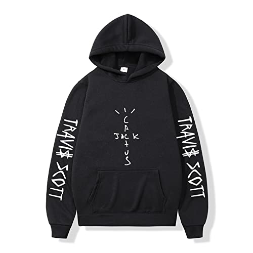 NUTSIE Hoodie Travis Scott Hip Hop Lässiges Sweatshirt Frühling Herbst Sweatshirt Plus Größe Männer und Frauen XS - 4XL (Black,XS)