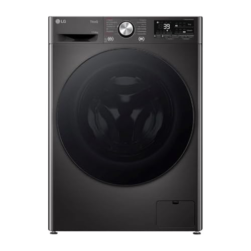 LG W4WR70E6YB, Frontlader-Waschtrockner 11-6 kg, Klasse A/D, 60x62x85 cm, Wi-Fi, AI Direct Drive, Tiefenreinigung mit Dampf, TurboWash 360, Große Kapazität, Außentür aus gehärtetem Glas, Schwarz