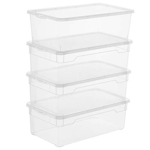 Rotho Clear 4er-Set Aufbewahrungsbox 5l mit Deckel, Kunststoff (PP) BPA-frei, transparent, 4 x 5l (33.0 x 19.0 x 11.0 cm)