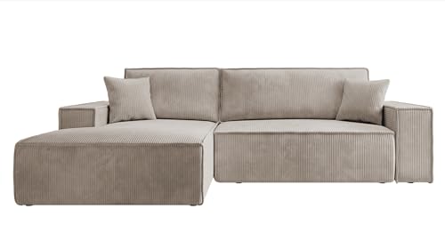 Selsey Sofa Ecksofa Eckcouch Schlafsofa Couch Mit Stauraum Schlaffunktion Pflegeleicht Polyurethanschaum L Form Links Farese Beige Cordoptik