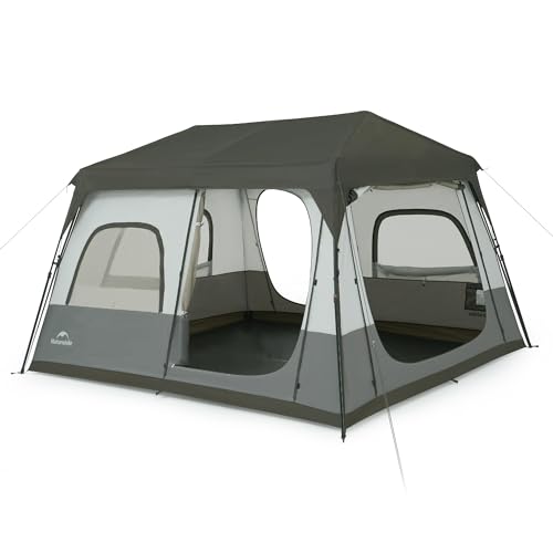 Naturehike Cape 8.3㎡ & 12.9㎡ Großes Zelt 6-8 Personen Camping Wasserdicht Zelt Familienzelt Tunnelzelt PU3000mm für Familienreisen, Camping, Autofahrten und andere Outdoor Aktivitäten (6 Personen)